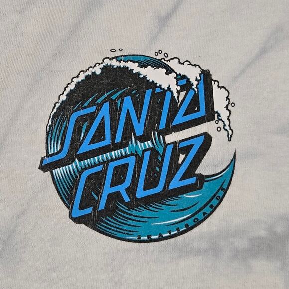 Santa Cruz Skateboards Y2K White Tie-Dye Tee with Blue Wave Logo Large - Picture 2 of 7